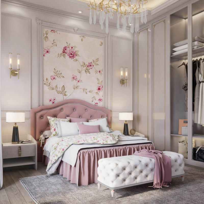 Mẫu phòng ngủ màu hồng công chúa